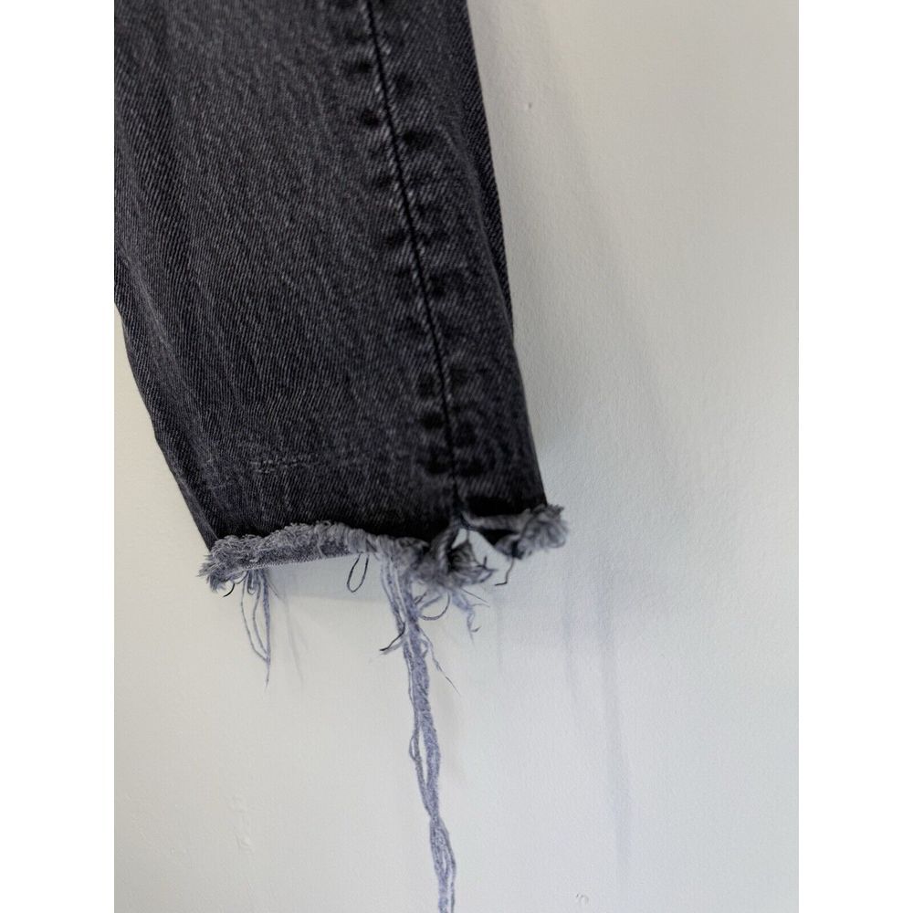 Reformation Crop Cigarette Euphrates Raw Hem Frayed Charcoal‎ Black - Picture 5 of 16